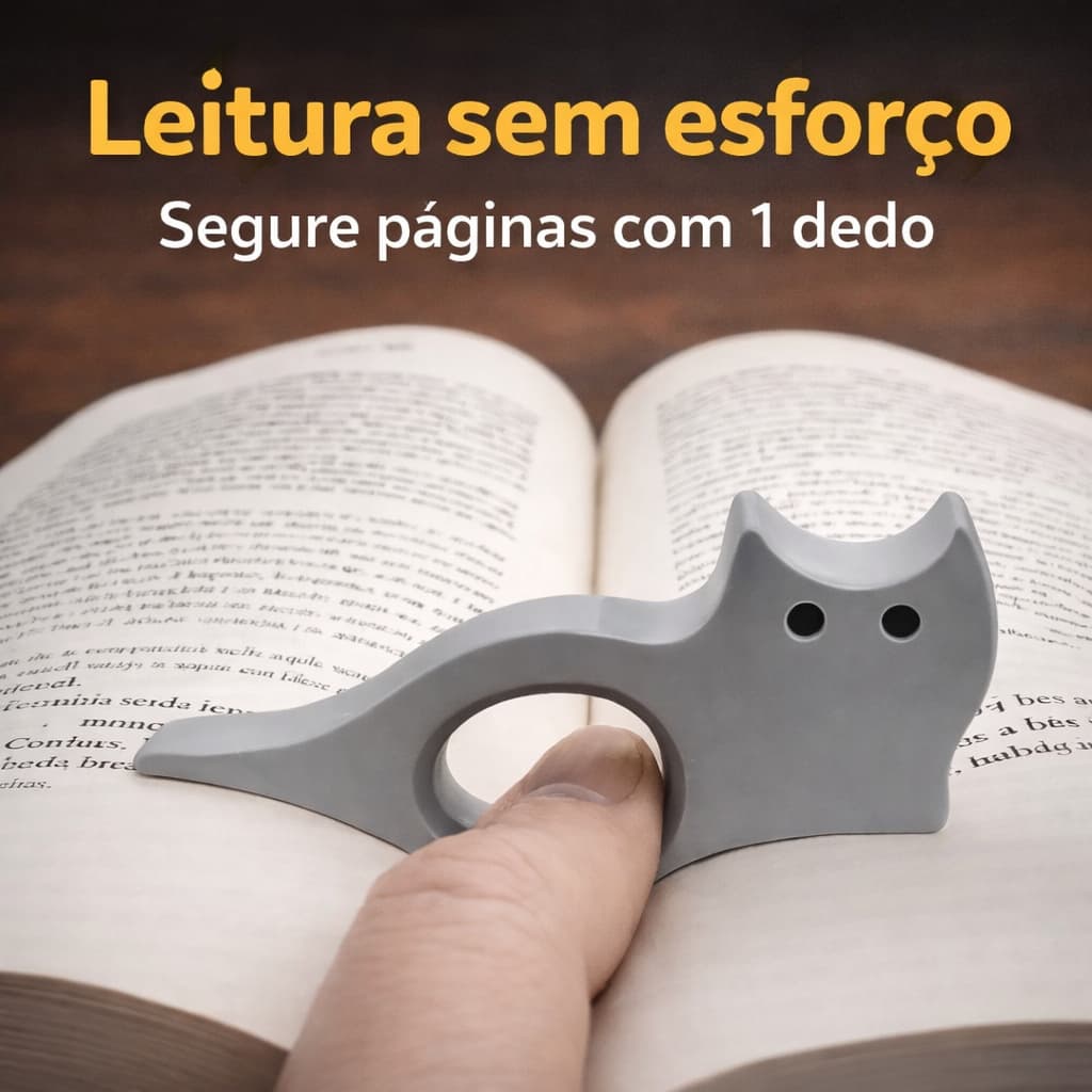 Kit 3 Apoio Suporte Segurar Livro Leitura Separador Página Gatinho + Brinde Surpresa