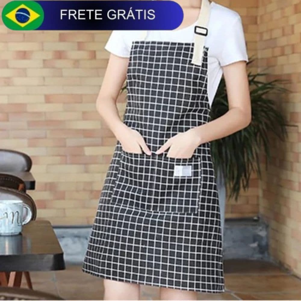 Avental de cozinha e churrasqueiro com bolso grande com regulagem de altura tecido