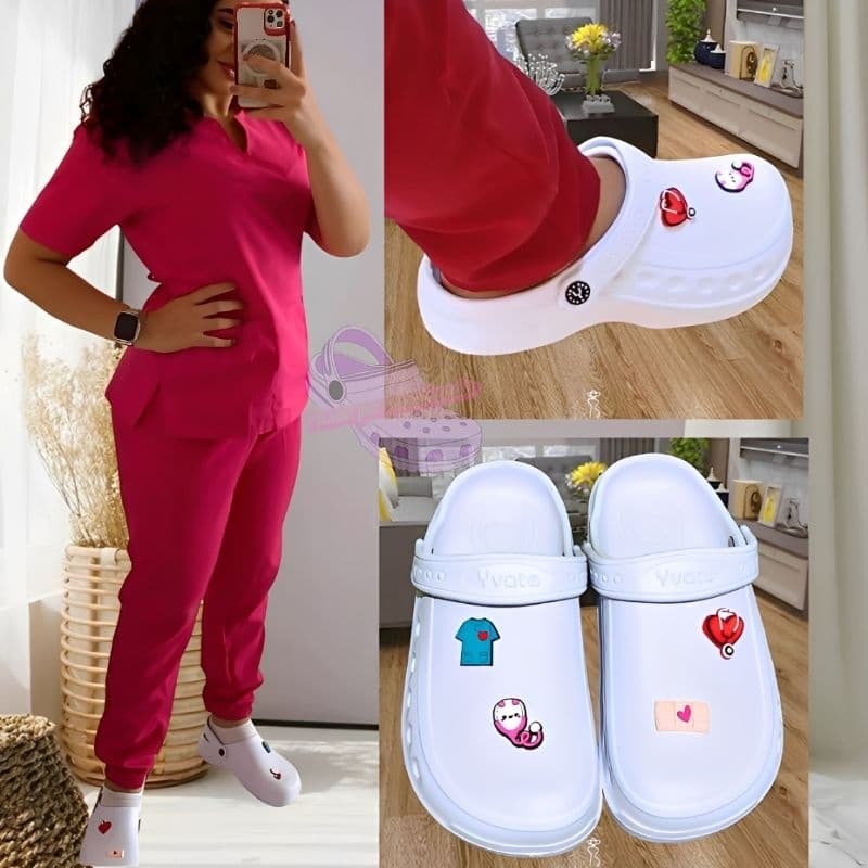 Sapato Branco fechado LEVE ENFERMAGEM Profissional Antiderrapante Impermeável Macio (Babuche Fechado)