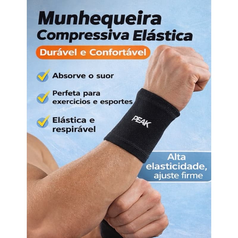Munhequeira Esportiva Compressiva Absorvente de Suor Elástica para Academia Basquete Corrida