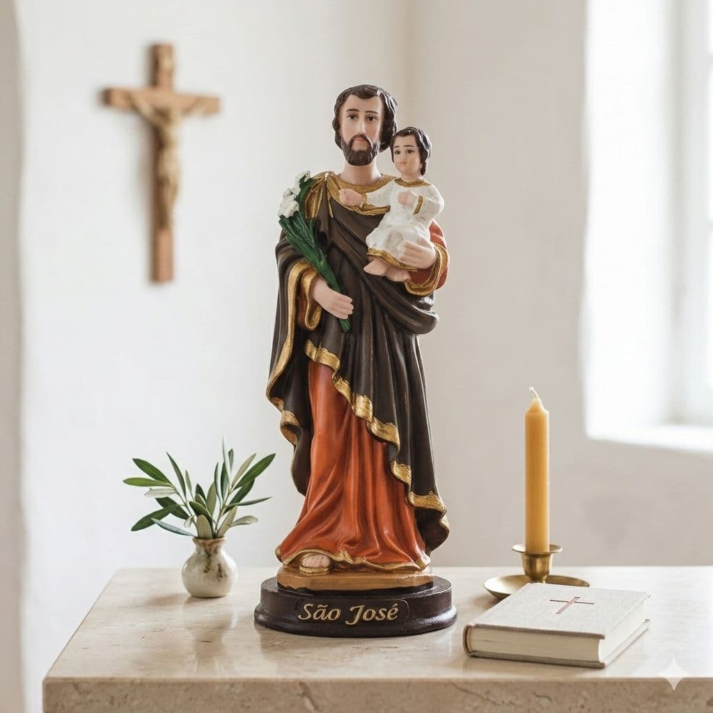Imagem São José 15cm Resina Estatueta Religiosa Oração Família Proteção Altar Presente Católico