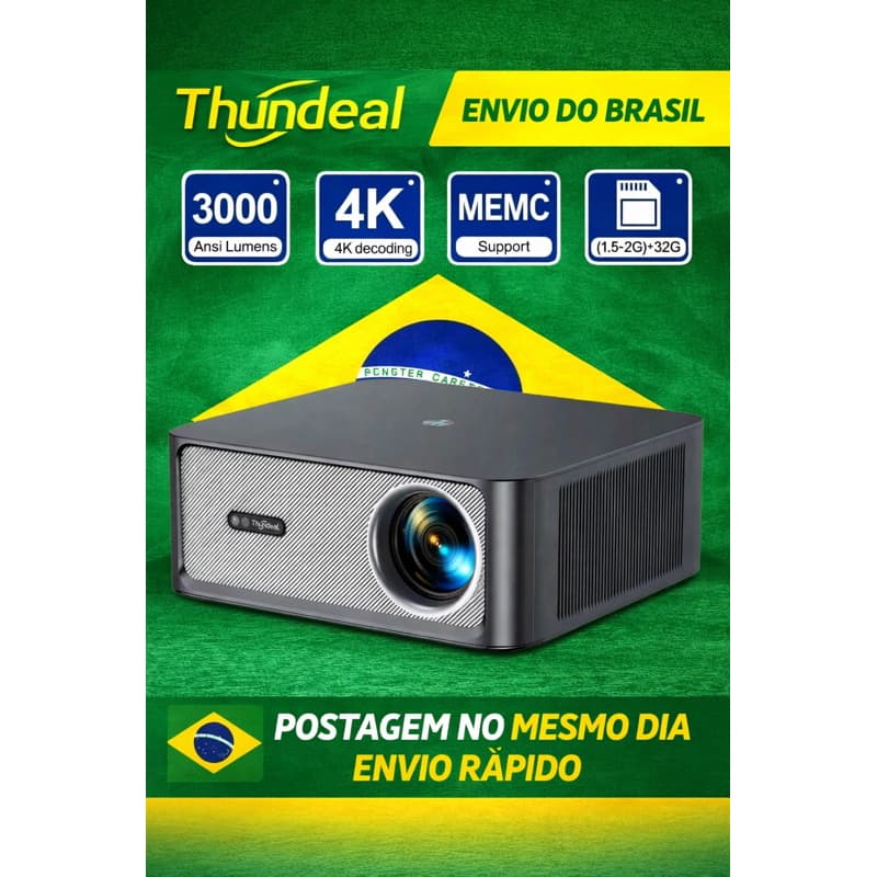 Projetor 4K Thundeal TD98 Pro Android WiFi Bluetooth Full HD 2025 Cinema Casa Cinza Escuro
