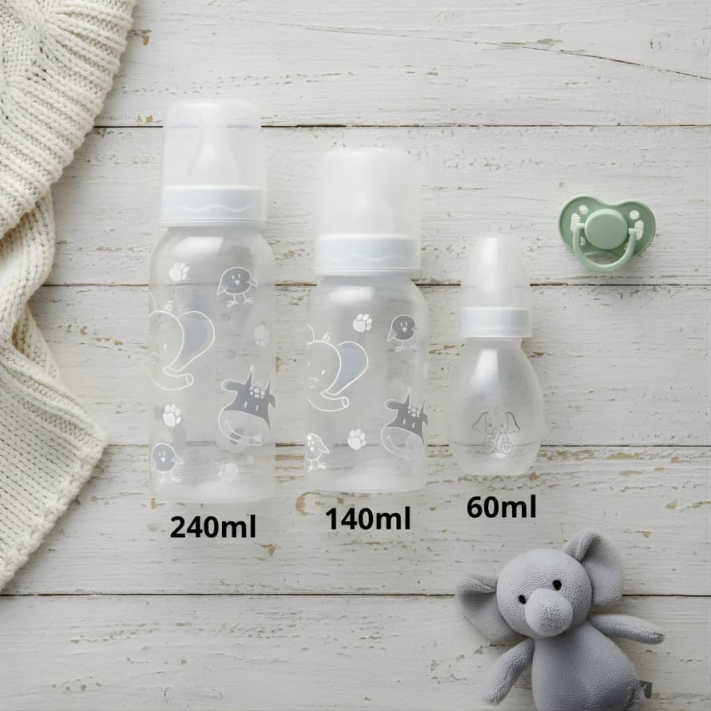 Kit Mamadeiras 3 Uni 60/140/240 mL Bebês Recém-Nascidos