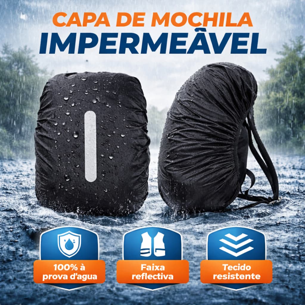 Capa Para Mochila De Chuva Refletiva Impermeável Protetora Para Motoboy Mala Anti Poeira Ajustável