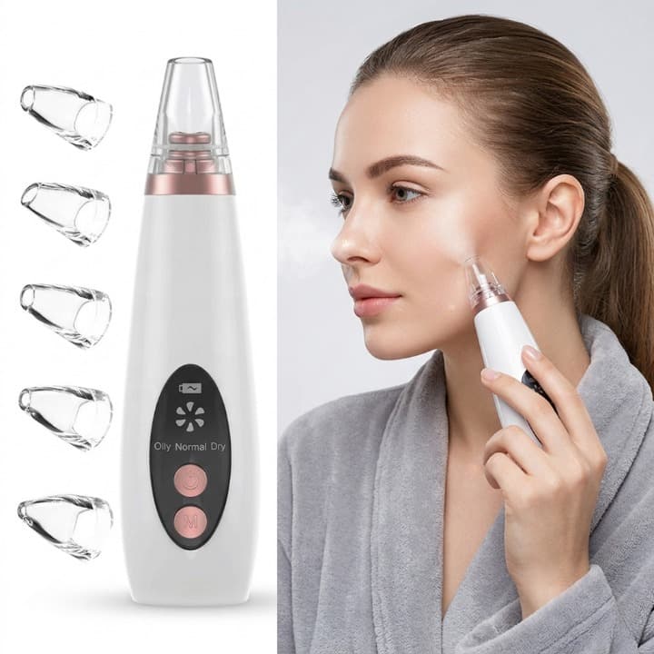 Limpador Aspirador Facial Portátil com 3 Níveis de Sucção e 6 Ponteiras Máquinas