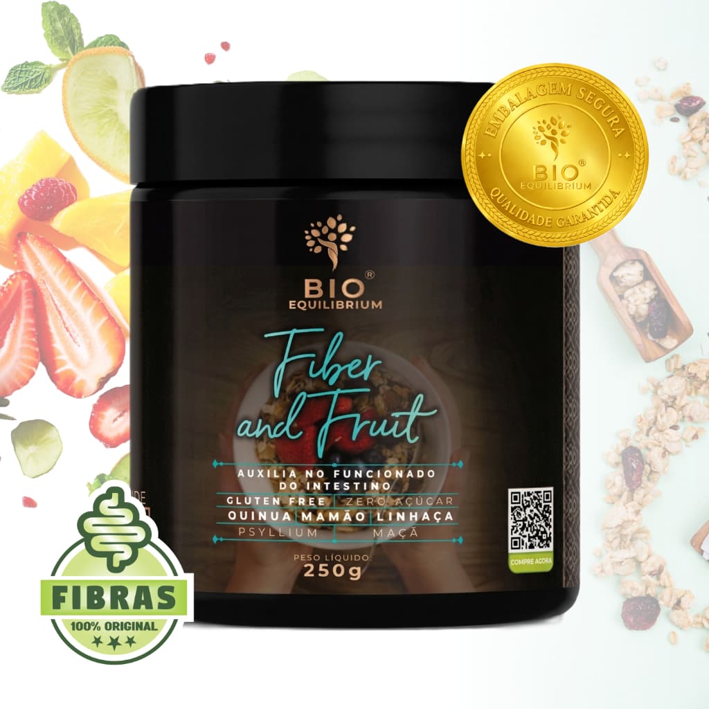 Fibras Funcionais para Intestino | Psyllium | Fiber and Fruit 250g | Conforto intestinal | Alívio | Bio Equilibrium