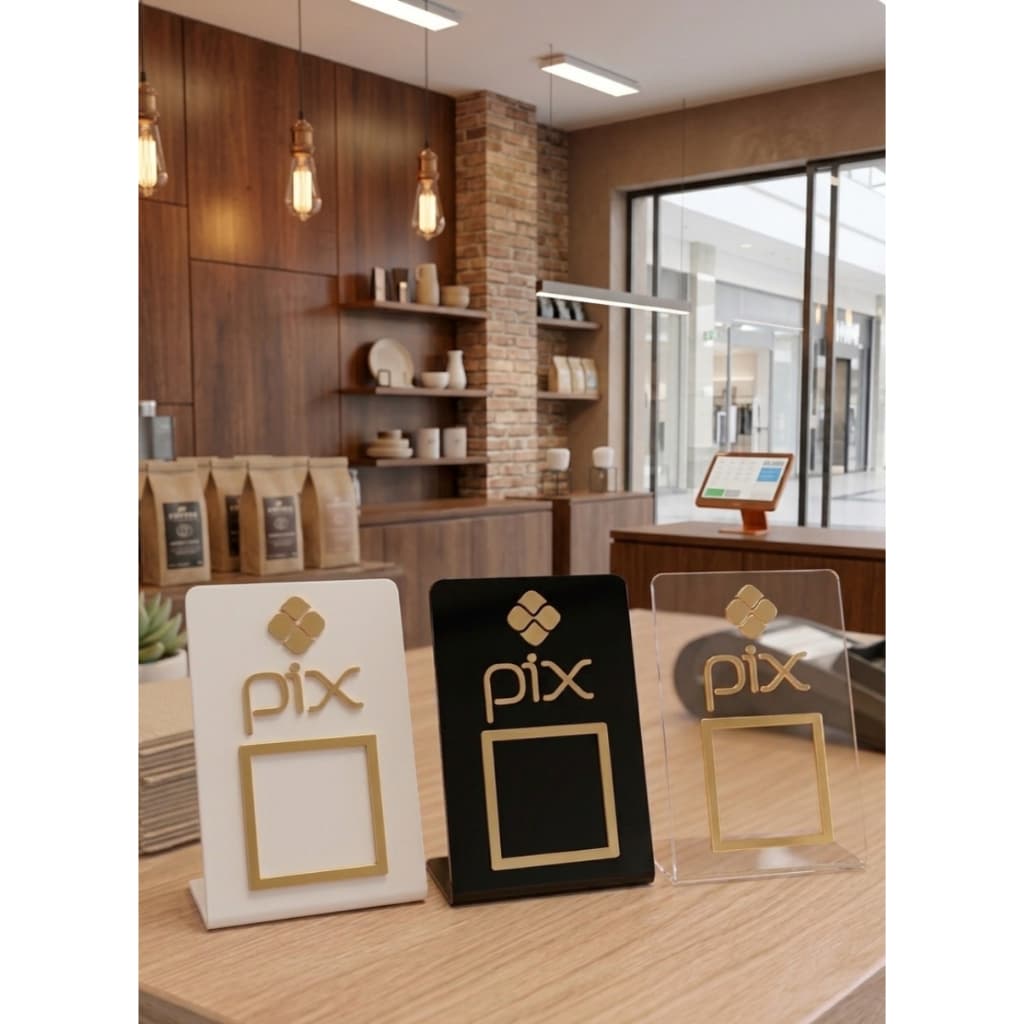 Placa Pix Pagamento QR Code Balcão Escritório Comércio Consultório Estabelecimento Display Acrílico.
