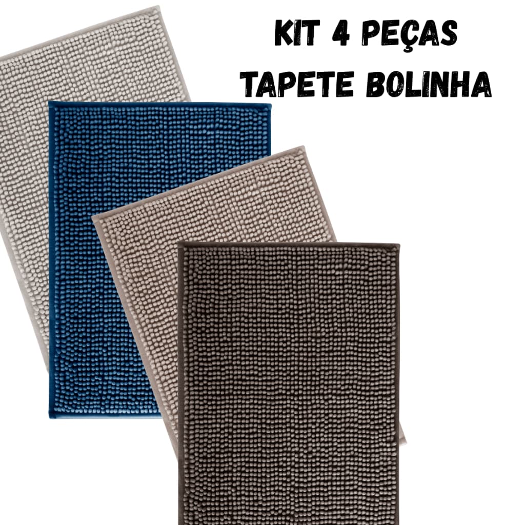 Kit 4 peças Tapete De Banheiro Antiderrapante Bolinha Microfibra Combo desconto Saida Box Piso Macio