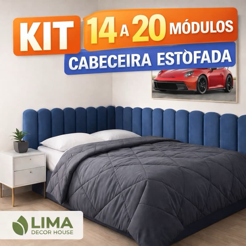 Cabeceira Estofada varias cores Cama Box Casal king formato L 45x20CM todos os tamanhos