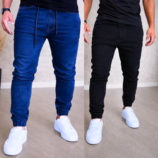 Calças Sport masculinas Jogger camuflada Preto e Branco NJ