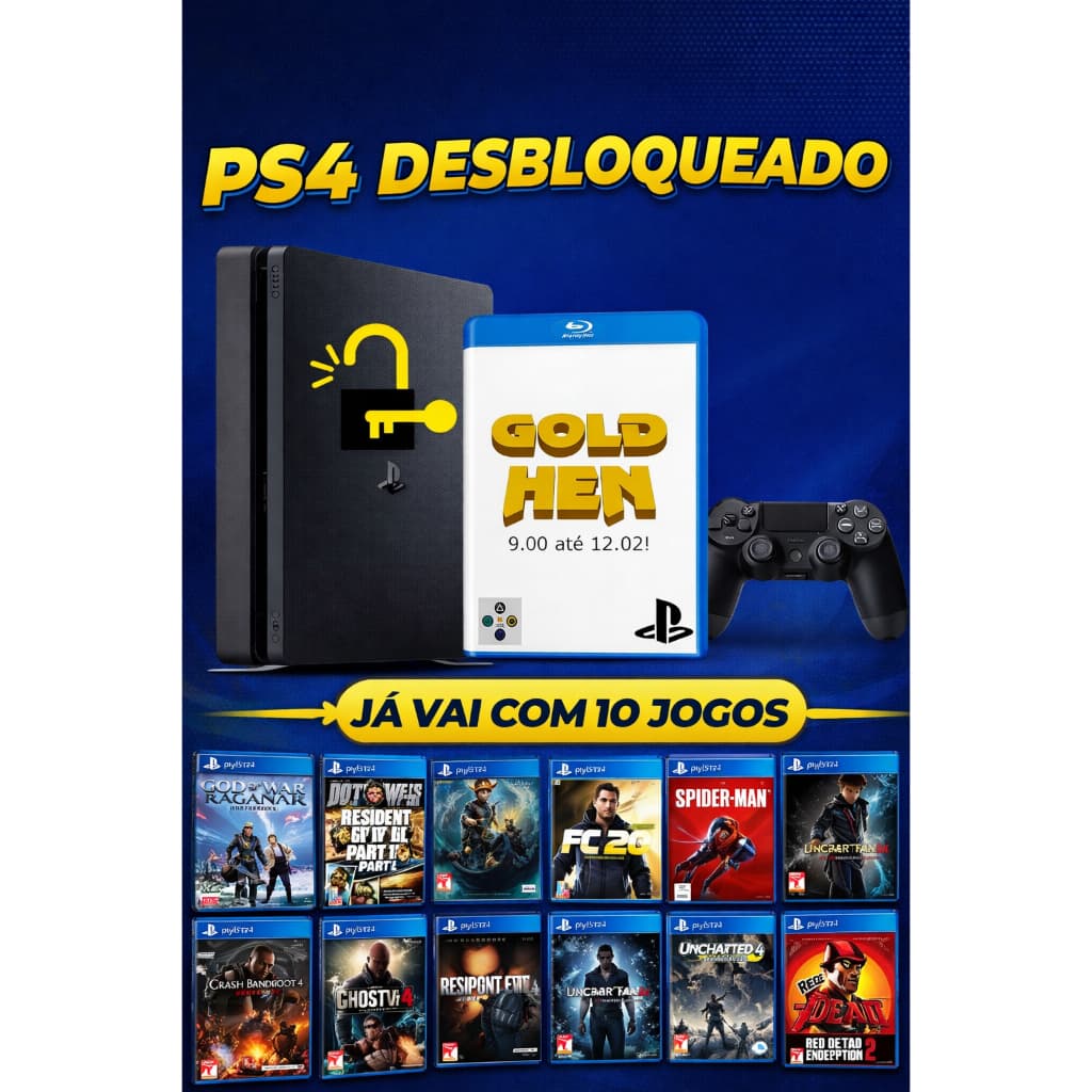 Playstation 4 SLIM Desbloqueado 1TB (seminovo)
