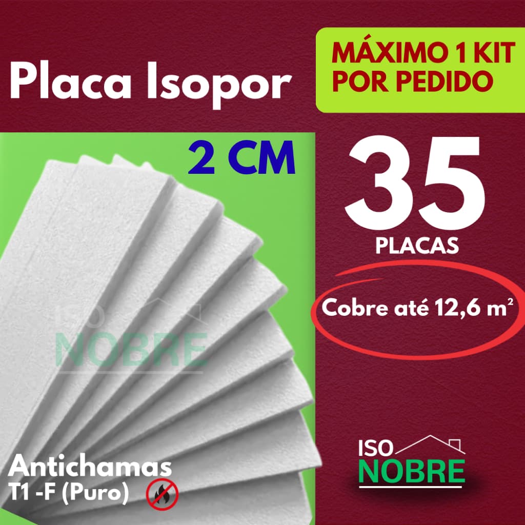35 Placas de Isopor 2cm (20x400x900) Antichamas para Forro de Teto | EPS Isolante Térmico para Construção