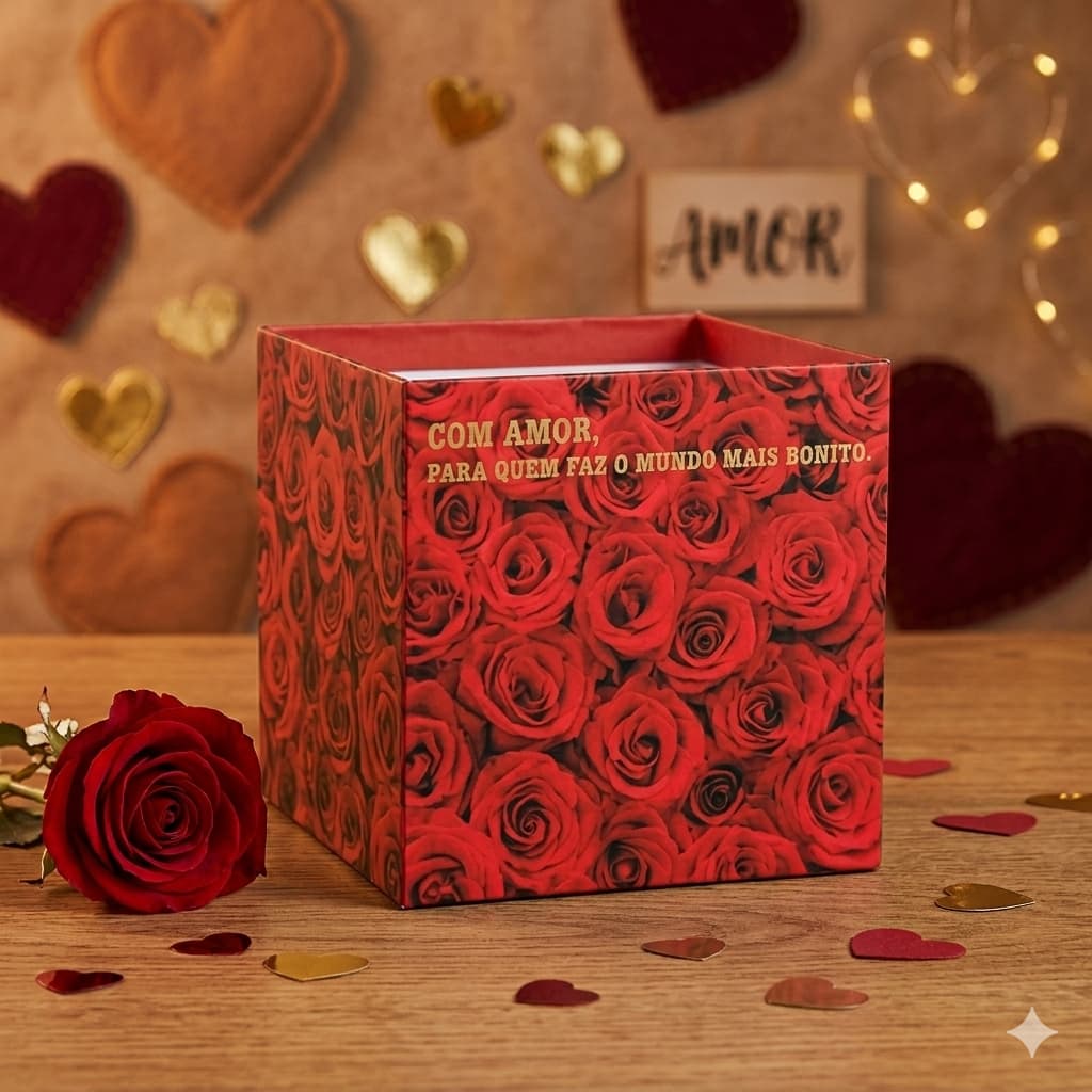 Cachepot Pote 15 Amor Quadrado Decorado Embrulho Para Presente Mae Amor Namorado- 5 UN