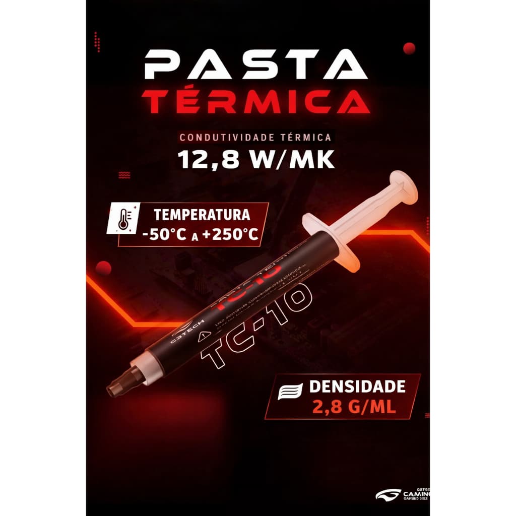 Pasta Térmica Alta Performance 12,8W/mk 4G TC-10 C3TECH + Espatula de aplicação
