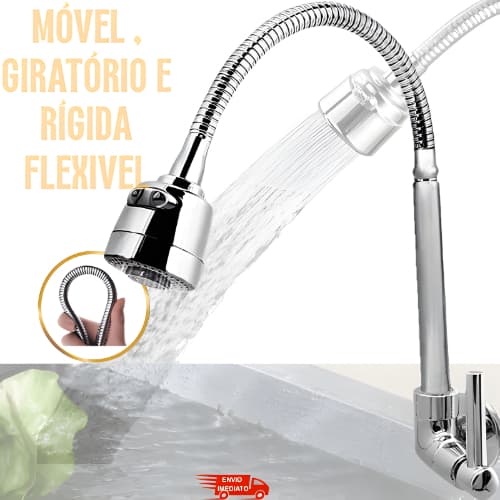 Torneira De Cozinha Gourmet Bancada Montada Na Parede Flexível 1/4 Volta Cromada