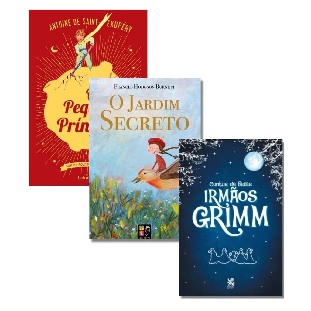 Kit O Pequeno Príncipe + O Jardim Secreto + Contos de Fadas Grimm | Clássicos Infantis