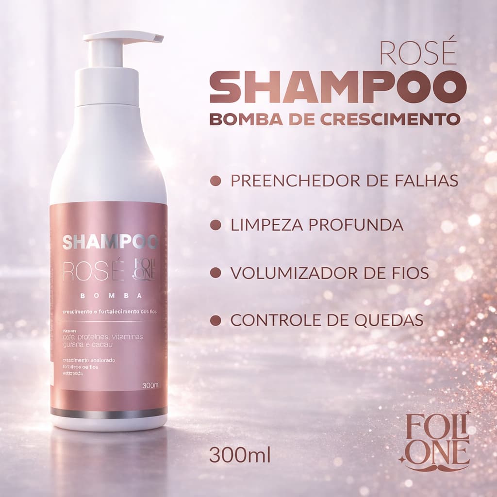 Shampoo Bomba Antiqueda Rosé Fortalecedor De Cabelo Tratamento Capilar