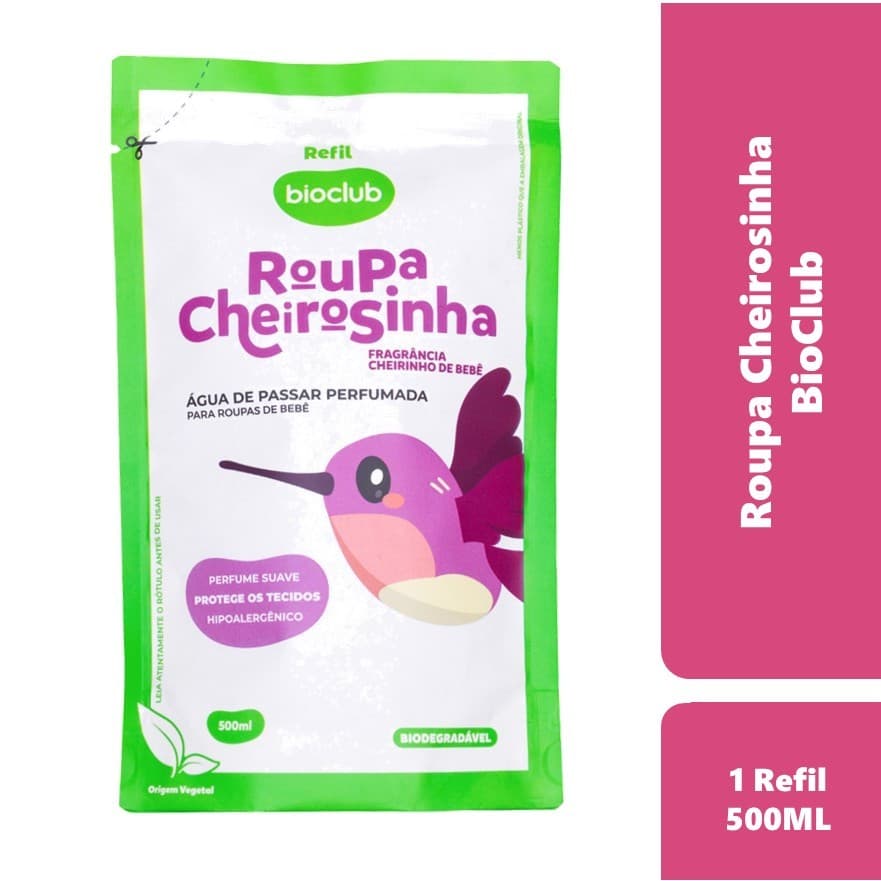 Sachê Água De Passar Roupa Cheirosinha Bioclub Vegano 500ml