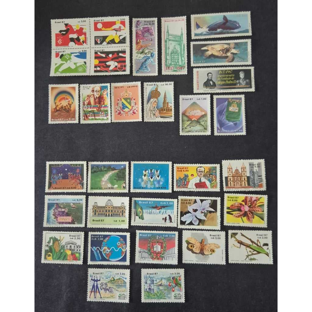 Ano completo de selos comemorativos dos correios ano 1987 - selos mint - Filatelia