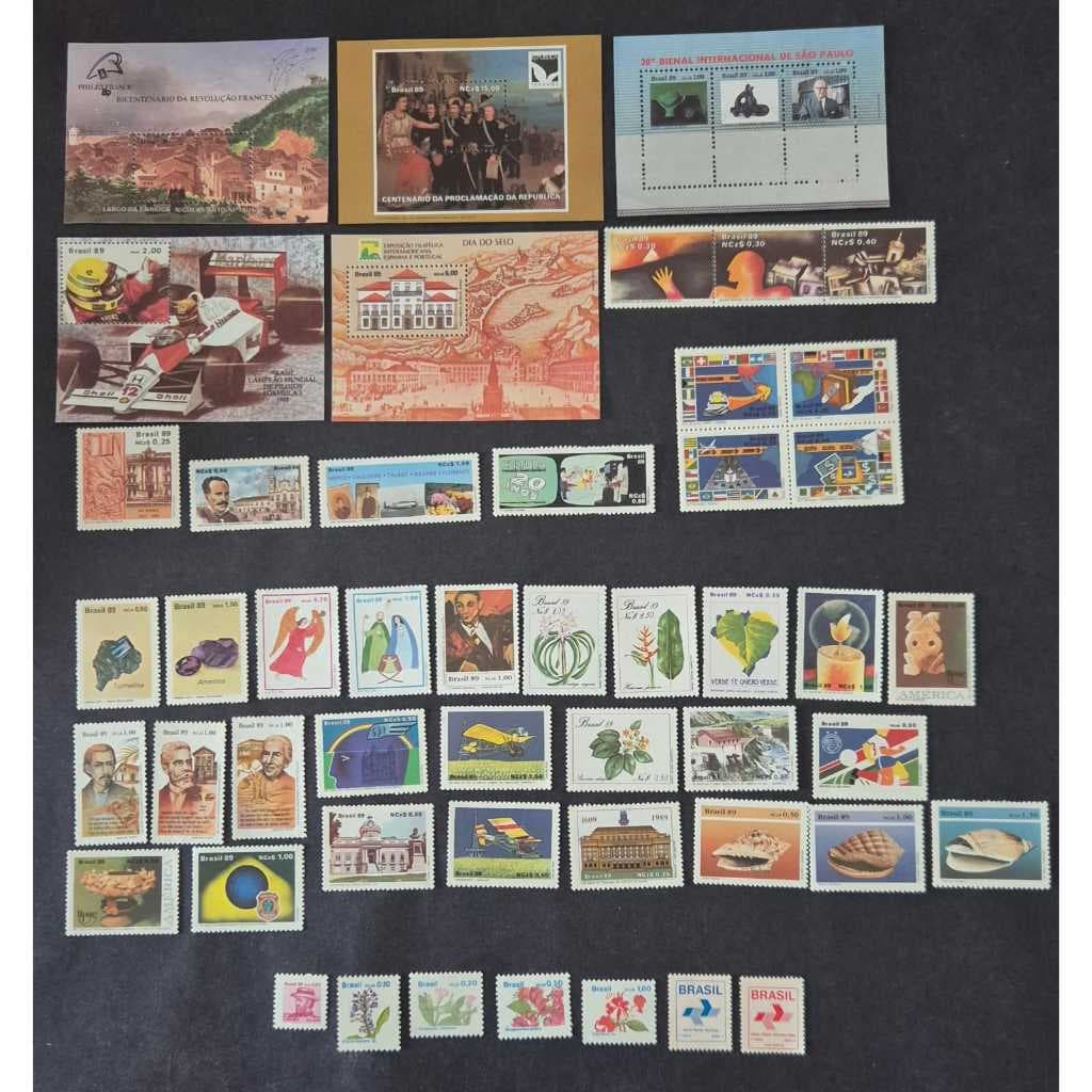 Ano completo total de selos dos correios ano 1989 - selos Mint. Ver a descrição. Completíssimo