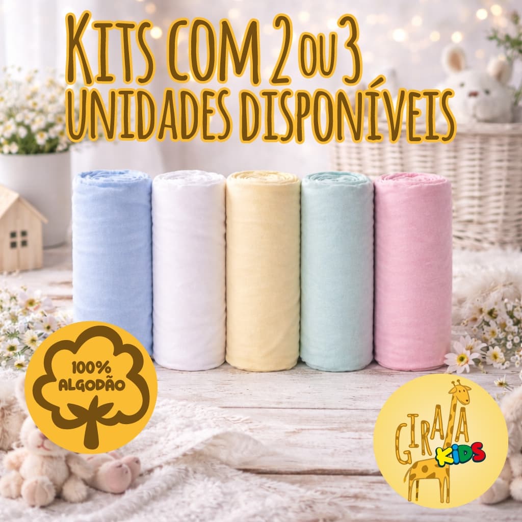 Kit Lençol de Berço Algodão com Elástico Padrão Americano