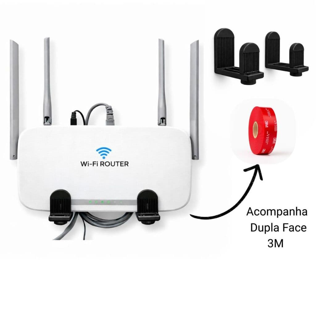 Suporte Roteador WiFi Modem Parede Adesivo 3M Base Fixa Organizador Sala Quarto Cozinha  Universal