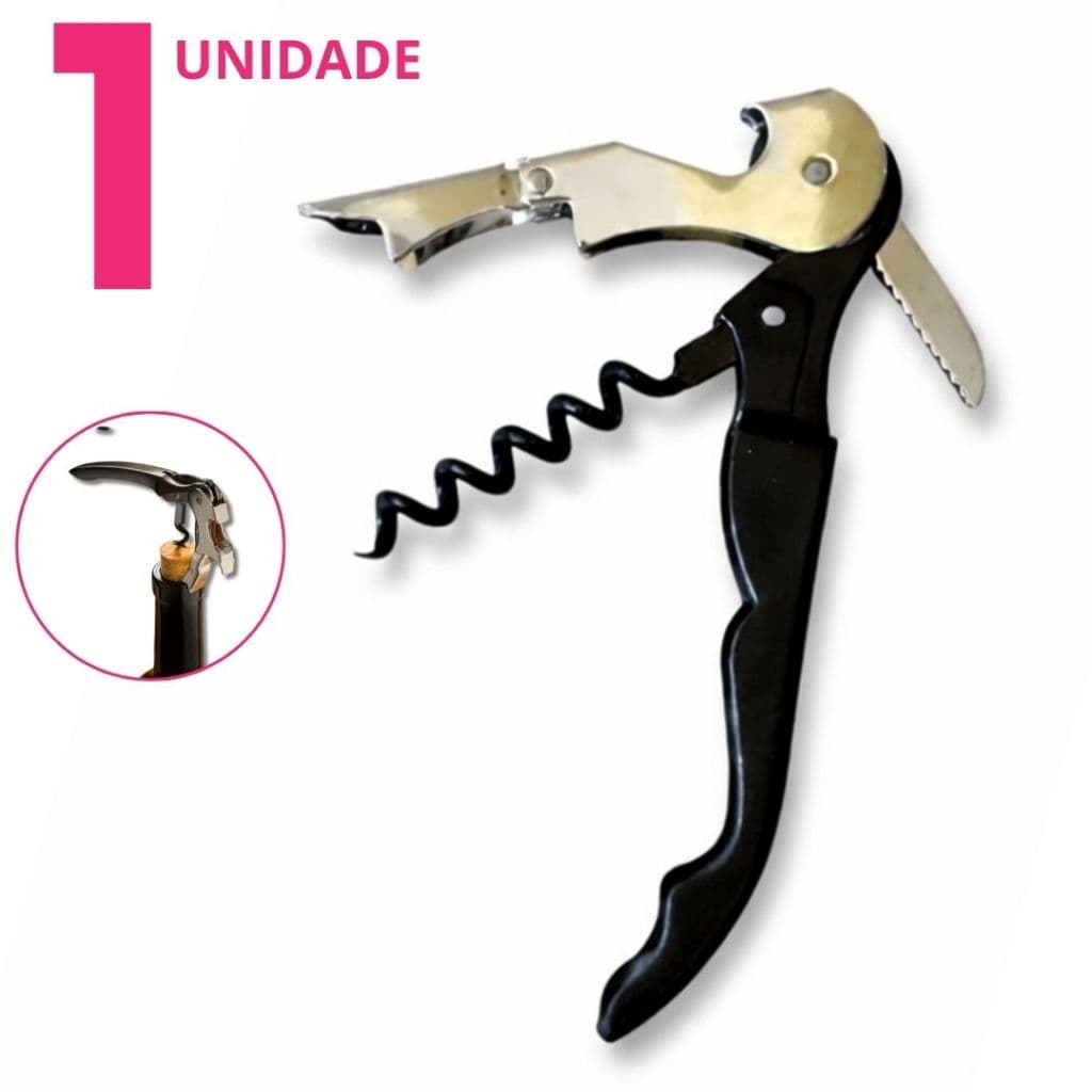Saca Rolhas Profissional Aço Inox 12cm Abridor de Vinho Garrafa - Envio Imediato