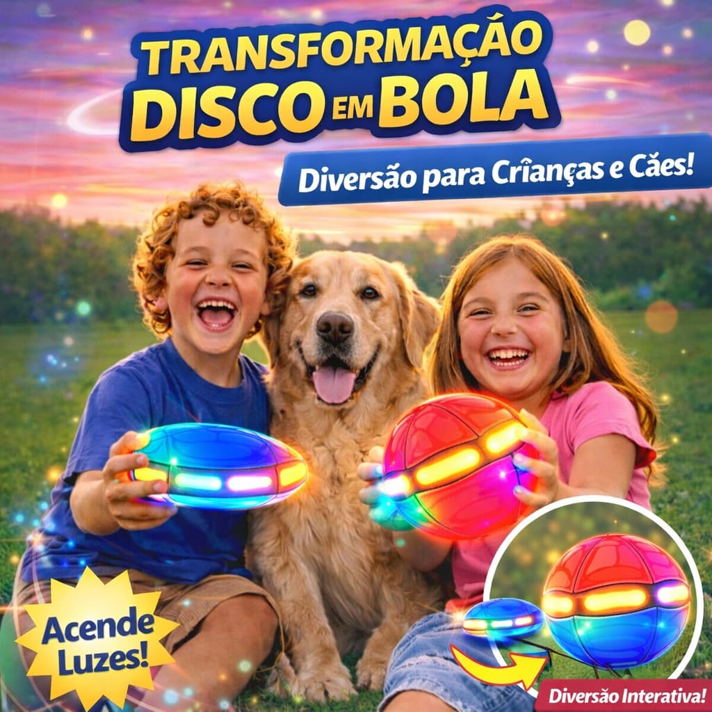 Bola Mágica Voadora LED 2 em 1 | Vira Disco UFO | Pet e Infantil | Envio Full Brasil Entrega Rápida
