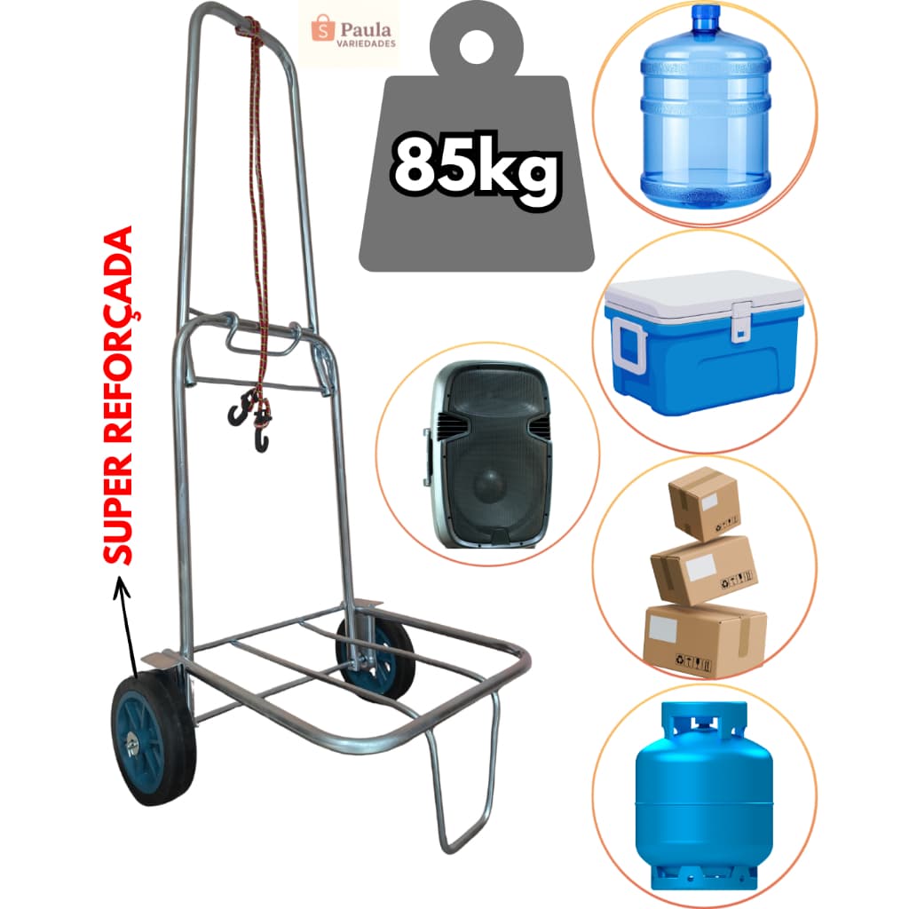 Carrinho De Mão DobráveL bagagem 85kg carga para Caixa Térmica Cooler Praia Feira Sacoleira Compra Maleiro