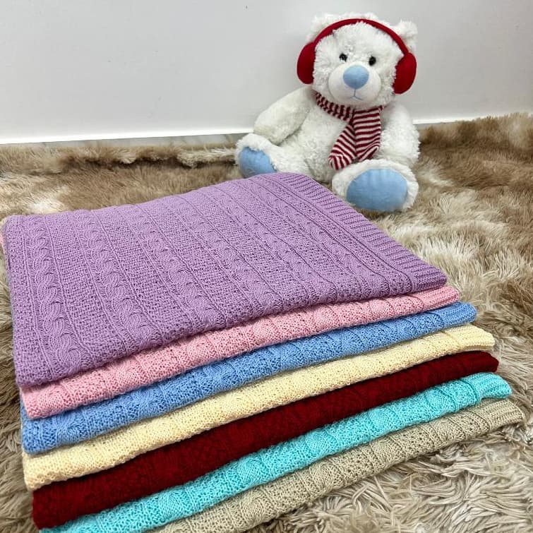 Manta Bebê Trança Tricot Elegante Recén Nascido Cobertor Saída de Maternidade Menino Menina