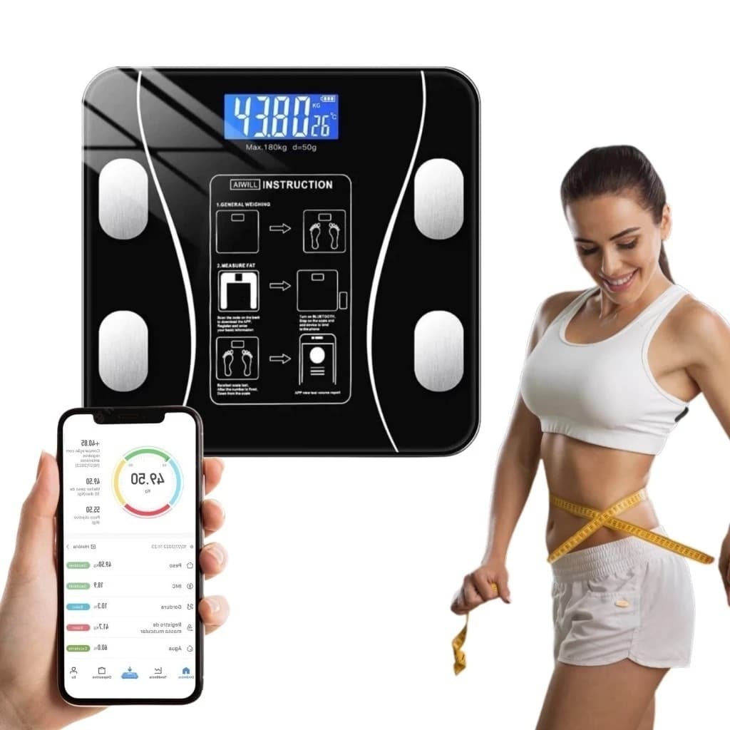Balança Bioimpedância Bluetooth 140kg Peso Gordura Massa Muscular App Saúde Alta Precisão