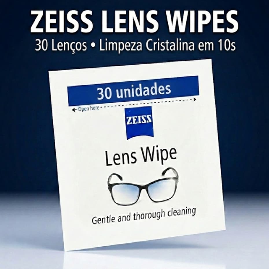 Kit Zeiss Lens Wipes 30 Lenços Limpeza De Oculos Telas De Celular Tablet e Notebook Sem Mancha