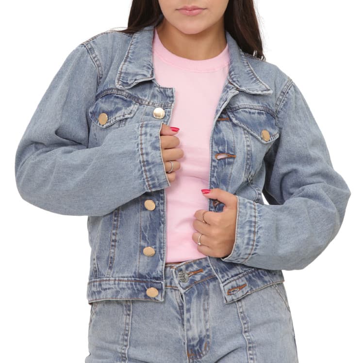 Jaqueta jeans marmorizada modinha 100% algodão roupa de menina 4 ao 16