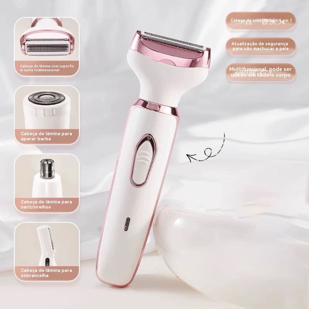 Novo aparelho de depilação elétrico 4 em 1, para depilar pelos íntimos e das pernas de forma segura e fácil, ideal para