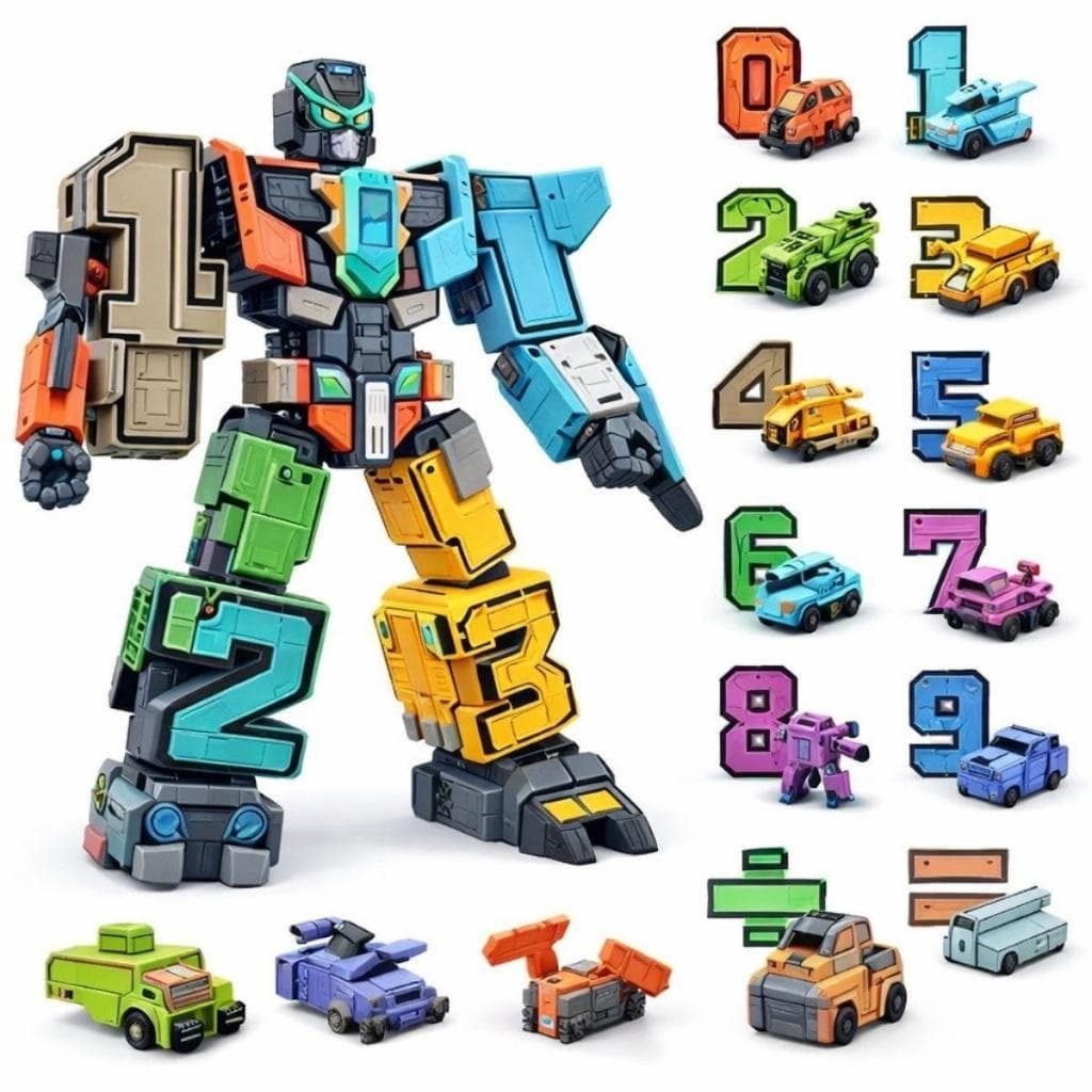 Kit 10 Números Tranformers Robot Infantil Brinquedo Educativo