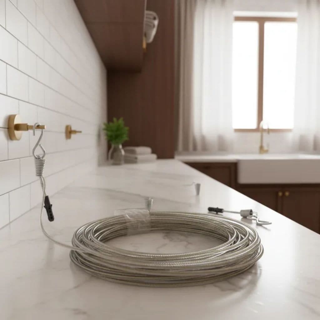 Kit Varal Cabo De Aço Encapado 4mm  com Gancho e Clips