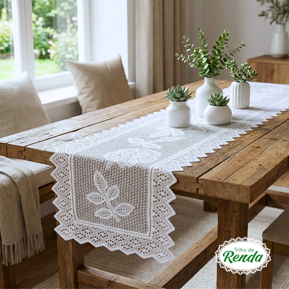 CAMINHO DE MESA DECORAÇÃO RENDA 1,48m x 38cm