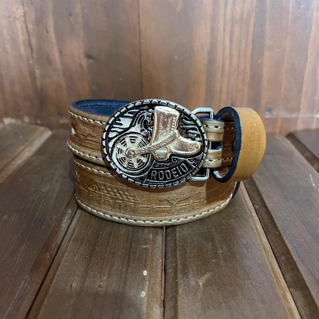 Cinto Infantil Mangalarga 2 Apliques Couro Legítimo Novidade