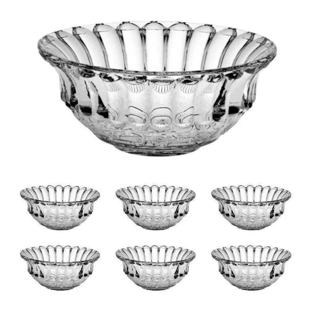 Kit 6 jogo de Sobremesa + 1 Bowl Konia em Vidro Relevo Dumiat 240ml