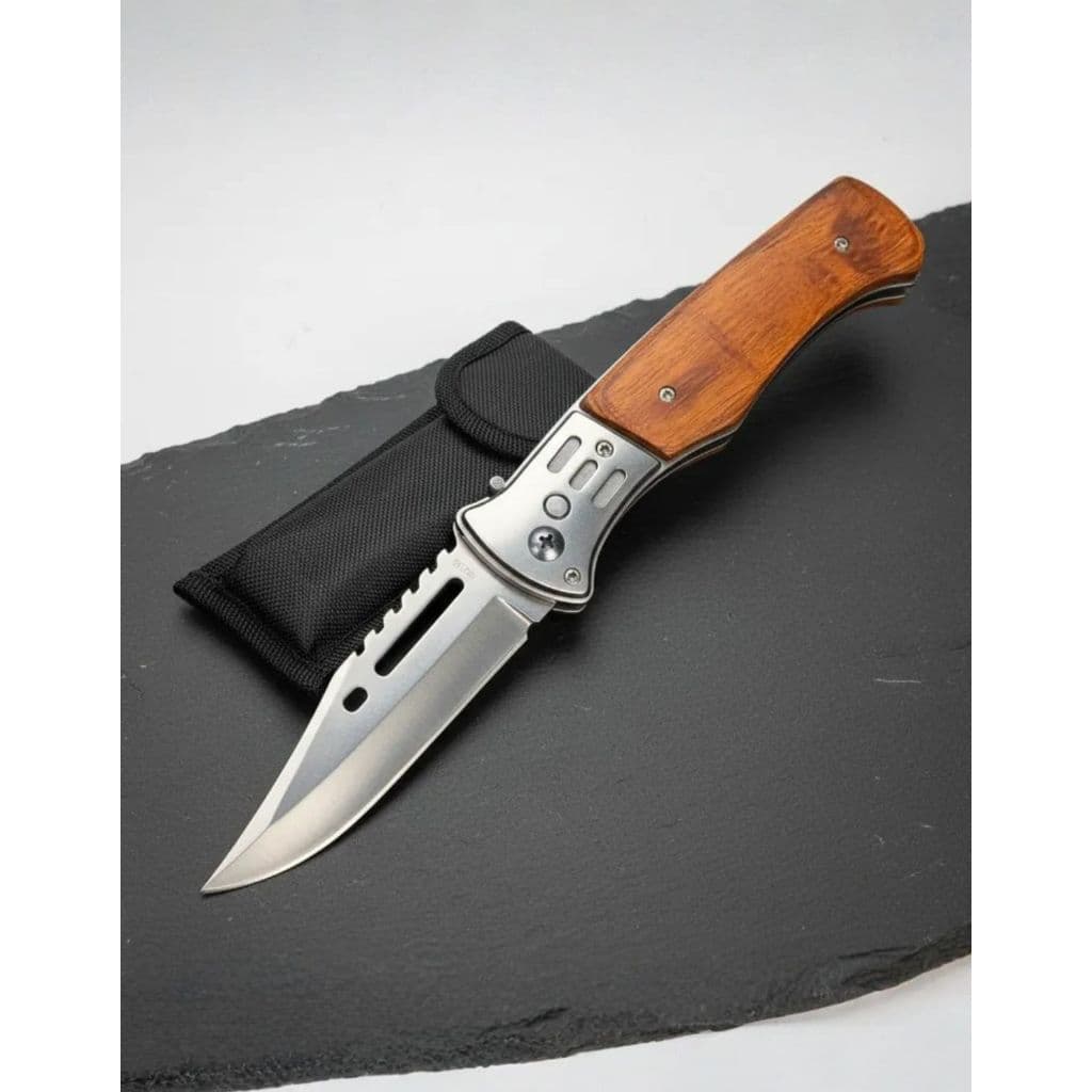 Canivete Automático Saque Rápido Esportivo Com Bainha Caça Pesca Luz De Led