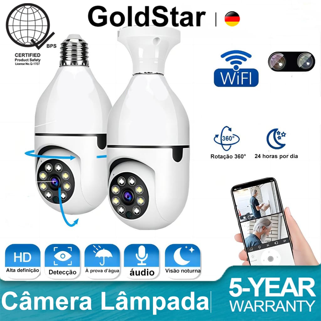 GoldStar 360° câmera de segurança WIFI A Prova De água Seguranca Visão Noturna áudio Alta definição