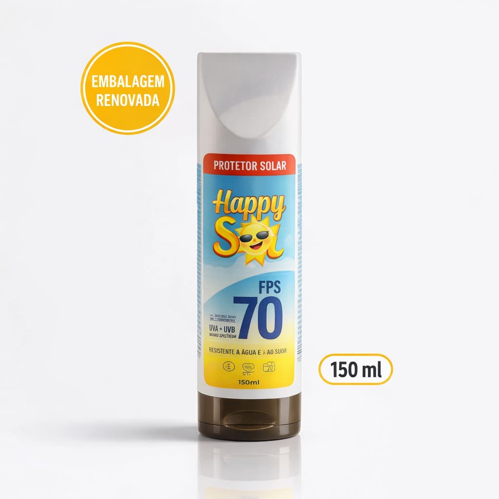 Protetor Solar Happy Sol 70 fps praia sol mar pele protegida