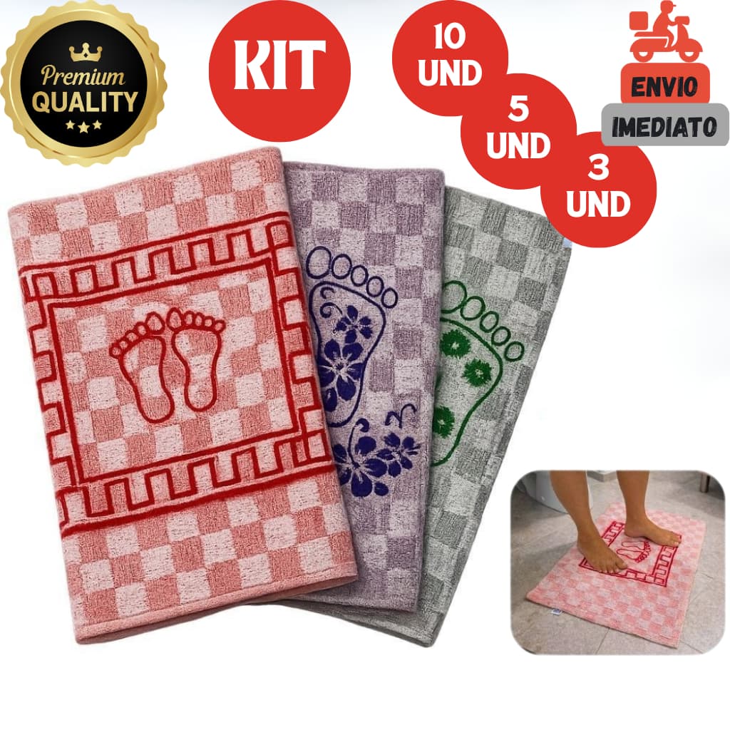 Conjunto com 10,5 ou 3 de Tapete chão P/ Banheiro Toalha de Piso Atoalhado Tapete Pezinho Estampado