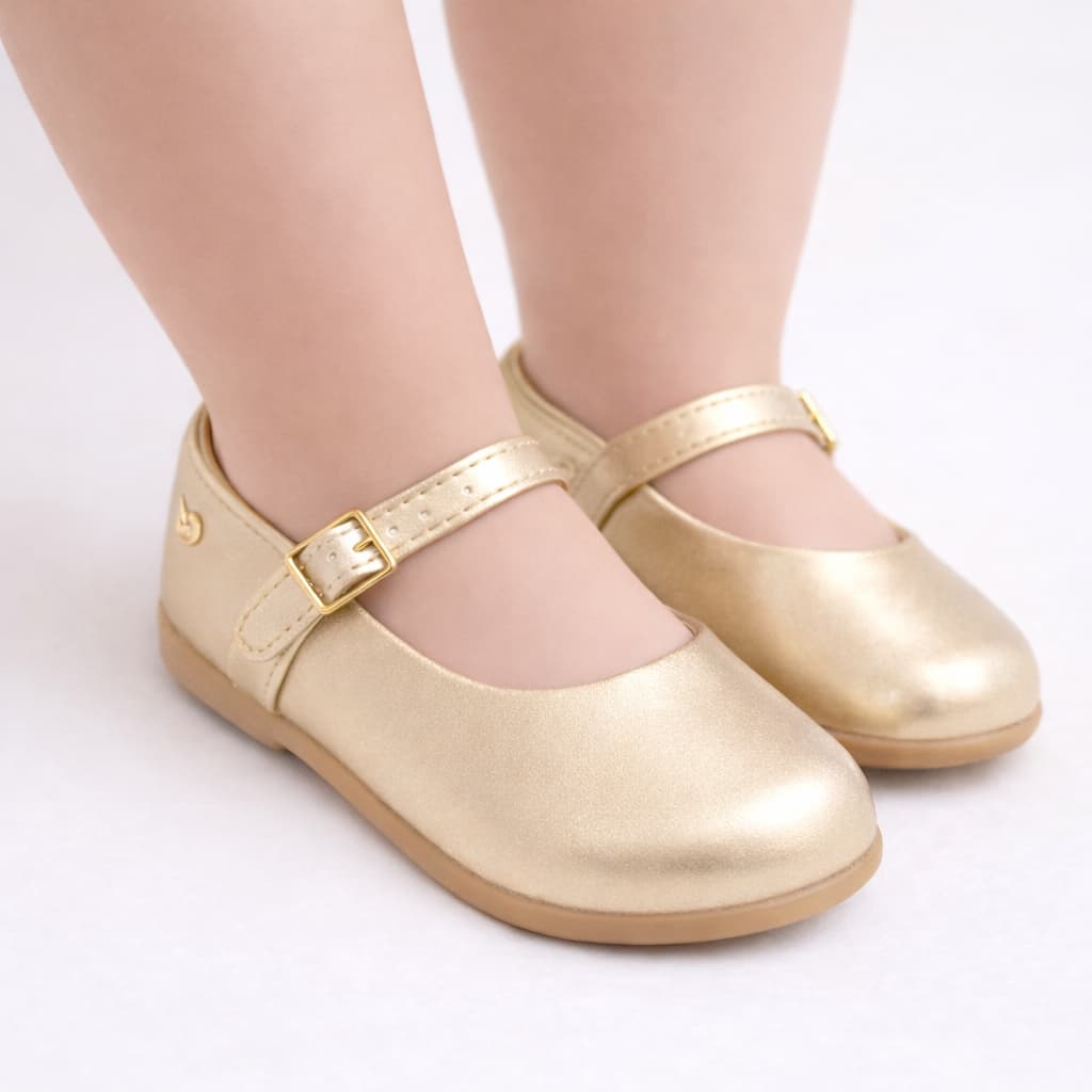 Sapatilha Infantil Feminina Sapatinho Rosa e Dourado Super Macio