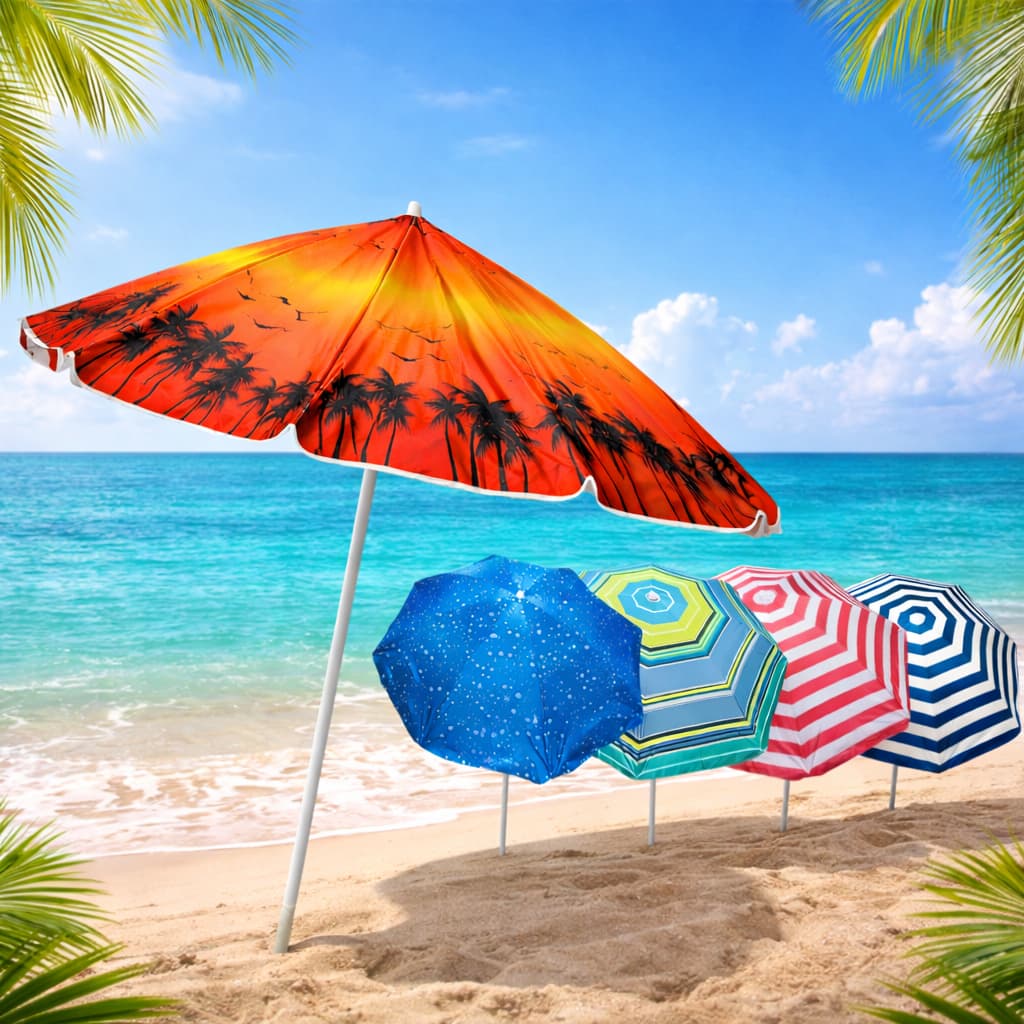 Guarda Sol 1,80 Metros Praia Grande Proteção UV Estampas Lindas Verão Piscina Praia 180cm