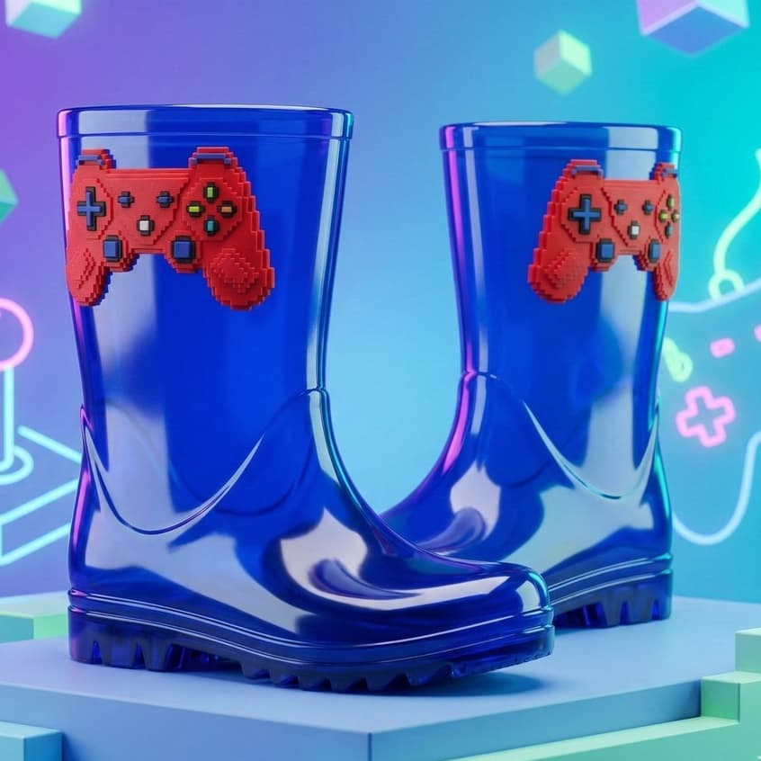 Bota Galocha Infantil Masculina Cano Alto Impermeável Chuva Meninos Tratorada Game