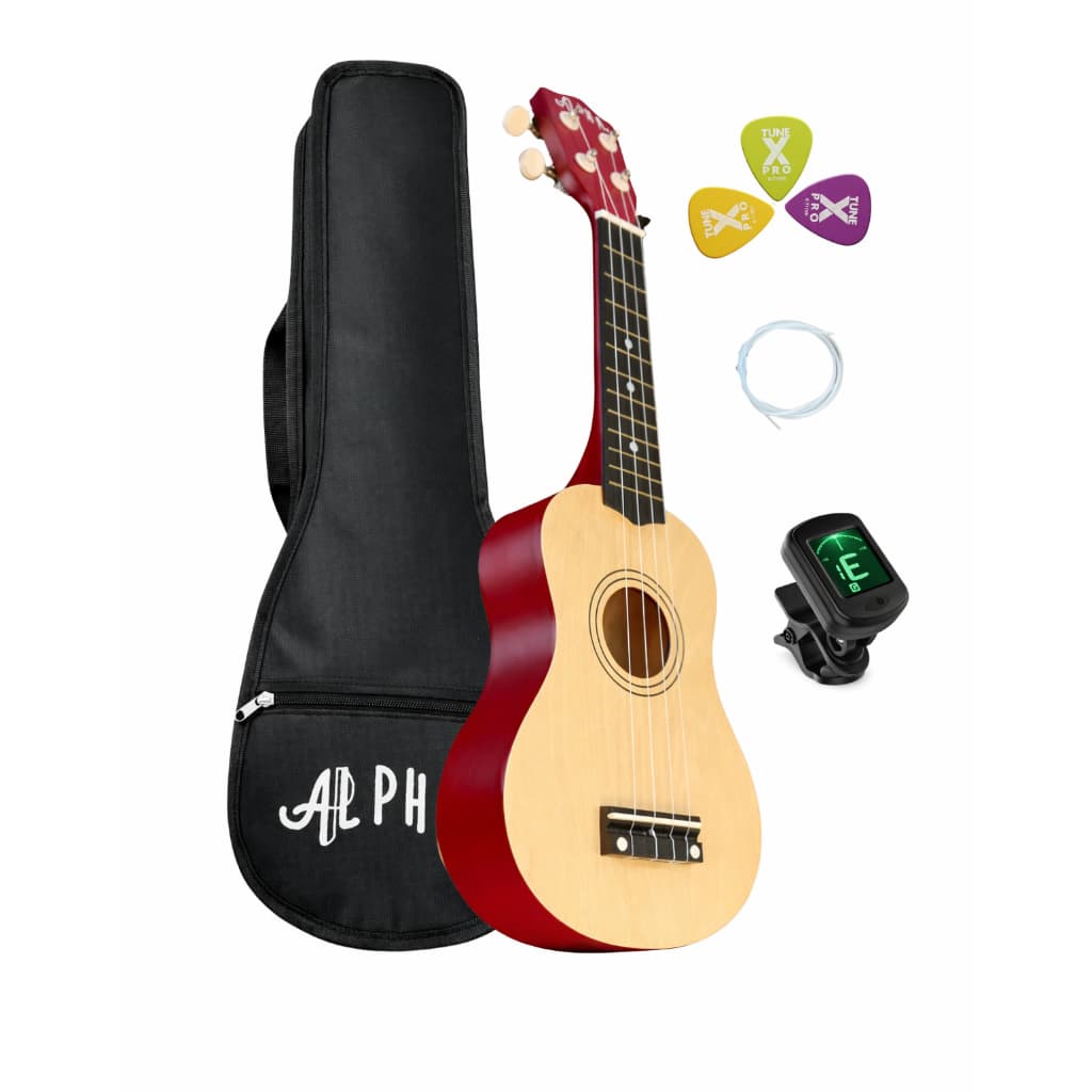 Kit Ukulele Soprano Alpha Ambidestro Infantil Iniciante com Bag Palheta + afinador digital
