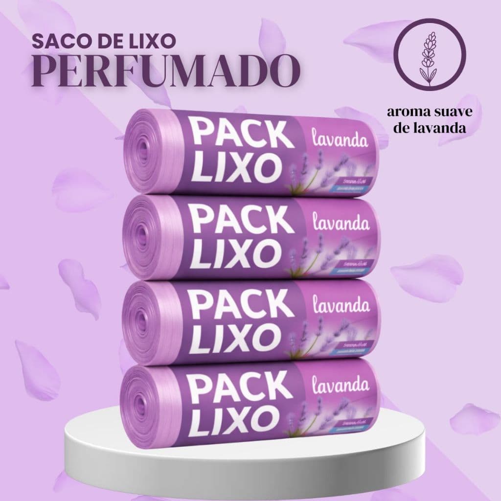 Kit 4 Sacos de Lixo Perfumados Lavanda | 160 Sacos | Pia e Banheiro | 34x38cm | Neutraliza Odores