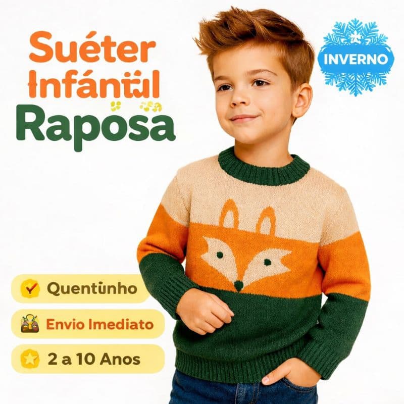 Blusa Infantil Rapozinha Inverno Bichinhos Tricot Pequeno Príncipe | 2 ao 10