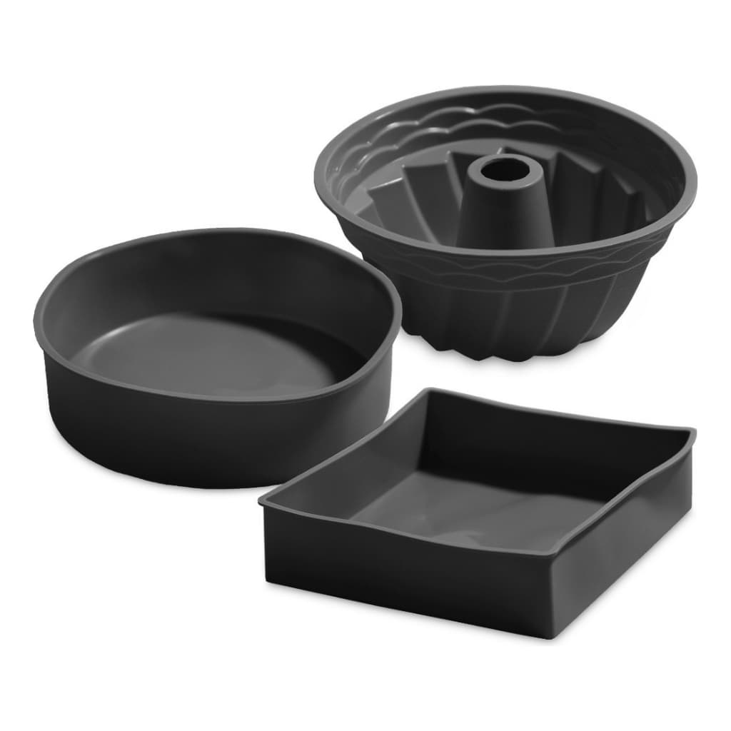 Kit 3 Formas Bolo Em Silicone Para Air Fryer Forno Jogo Assadeiras Antiaderente Utensílios Cozinha
